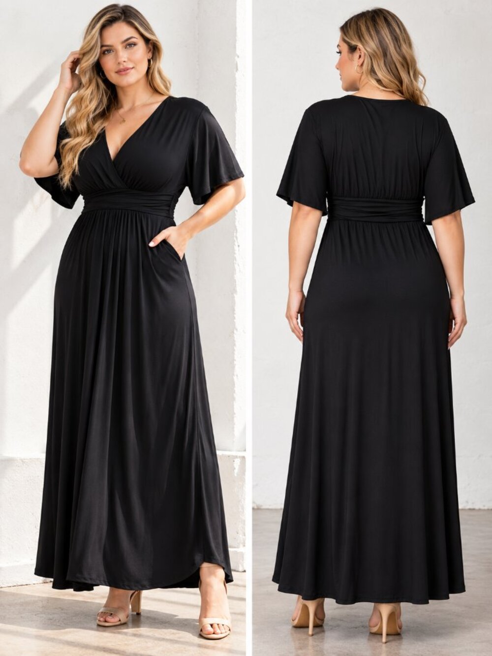 Kiyonna Vienna Maxi Dress Black Noir 2X Formal Gown NWT